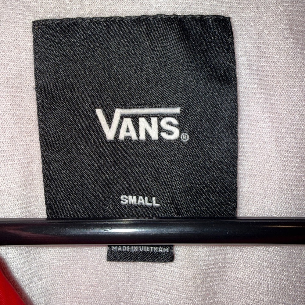 Vans Off The Wall Coach Jacket Mens Small Red Snap Front Skate Windbreaker - Picture 4 of 7